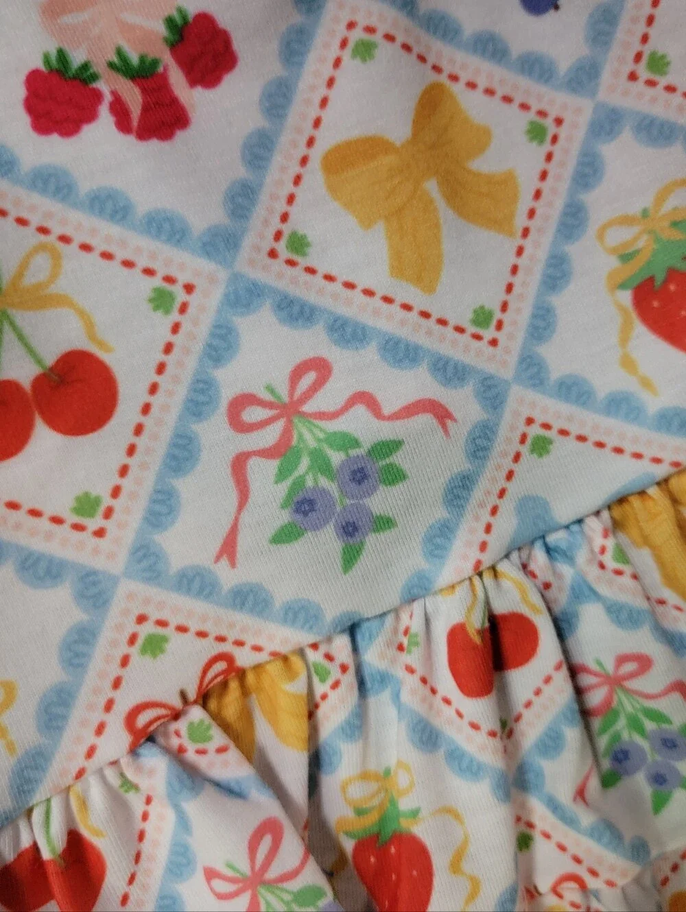Pet Dress Dog Or Cat Summer Ruffle with Strawberry & Cherry Print Sz.small